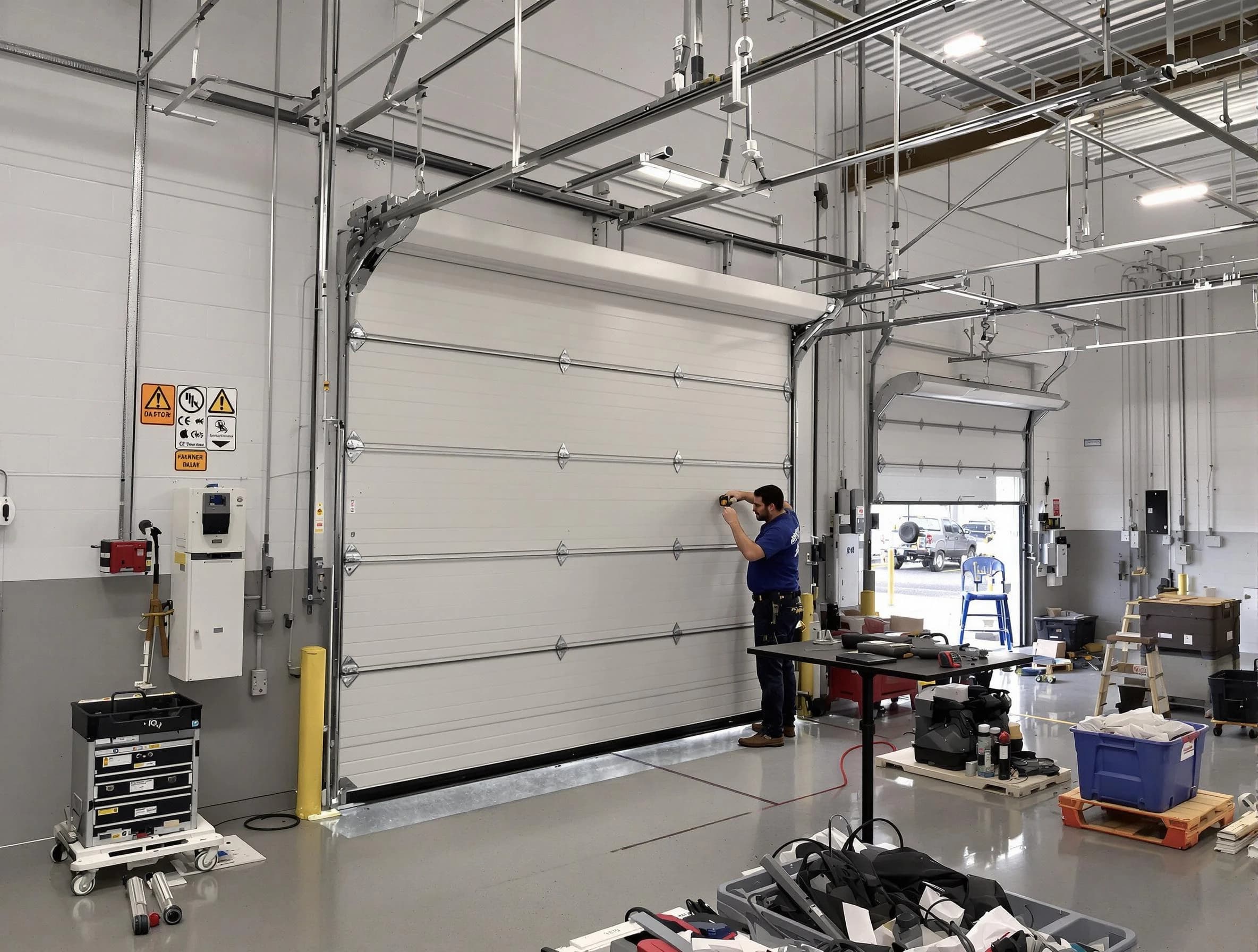 Commercial garage door repair being performed by Nutley Garage Door Repair expert in Nutley