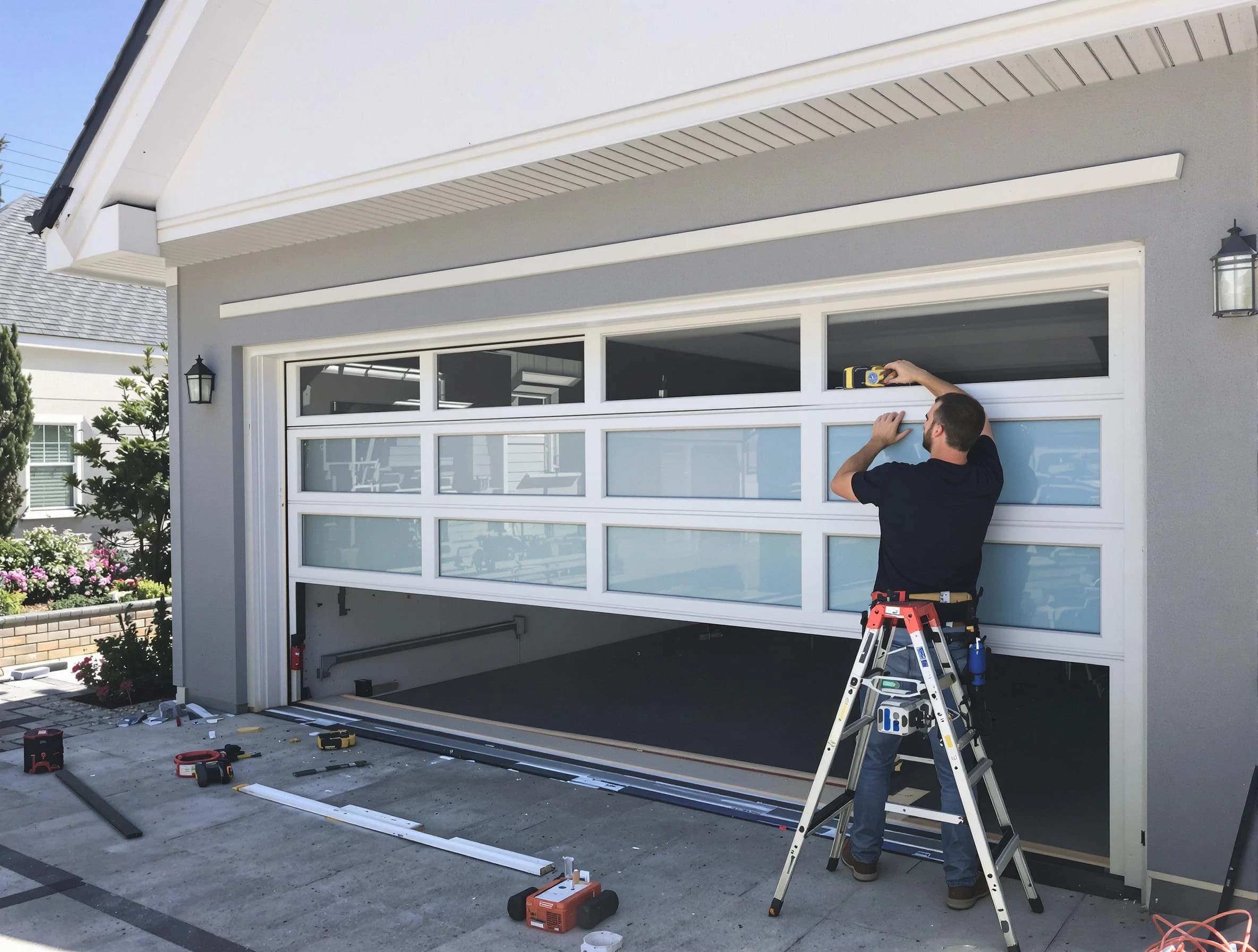Nutley Garage Door Repair team performing garage door replacement in Nutley