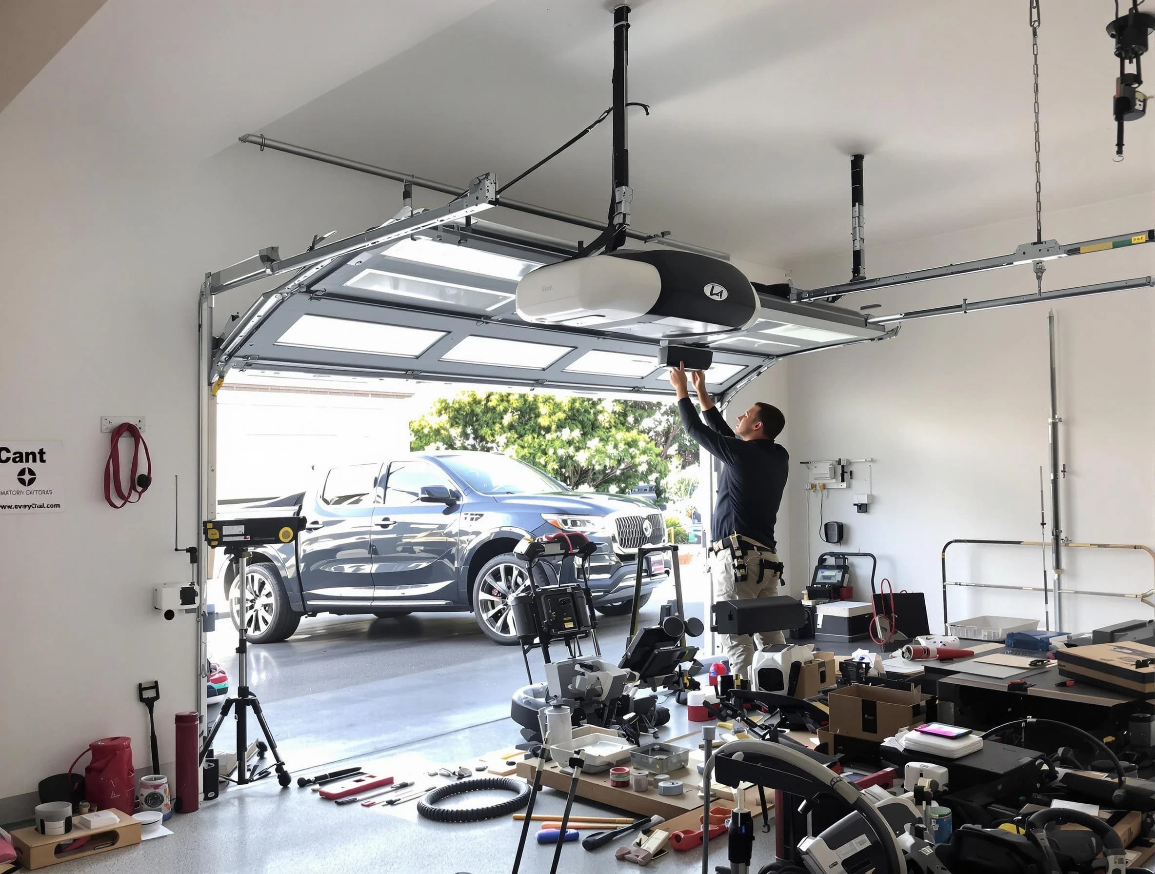 Nutley Garage Door Repair specialist installing smart garage door opener system in Nutley home