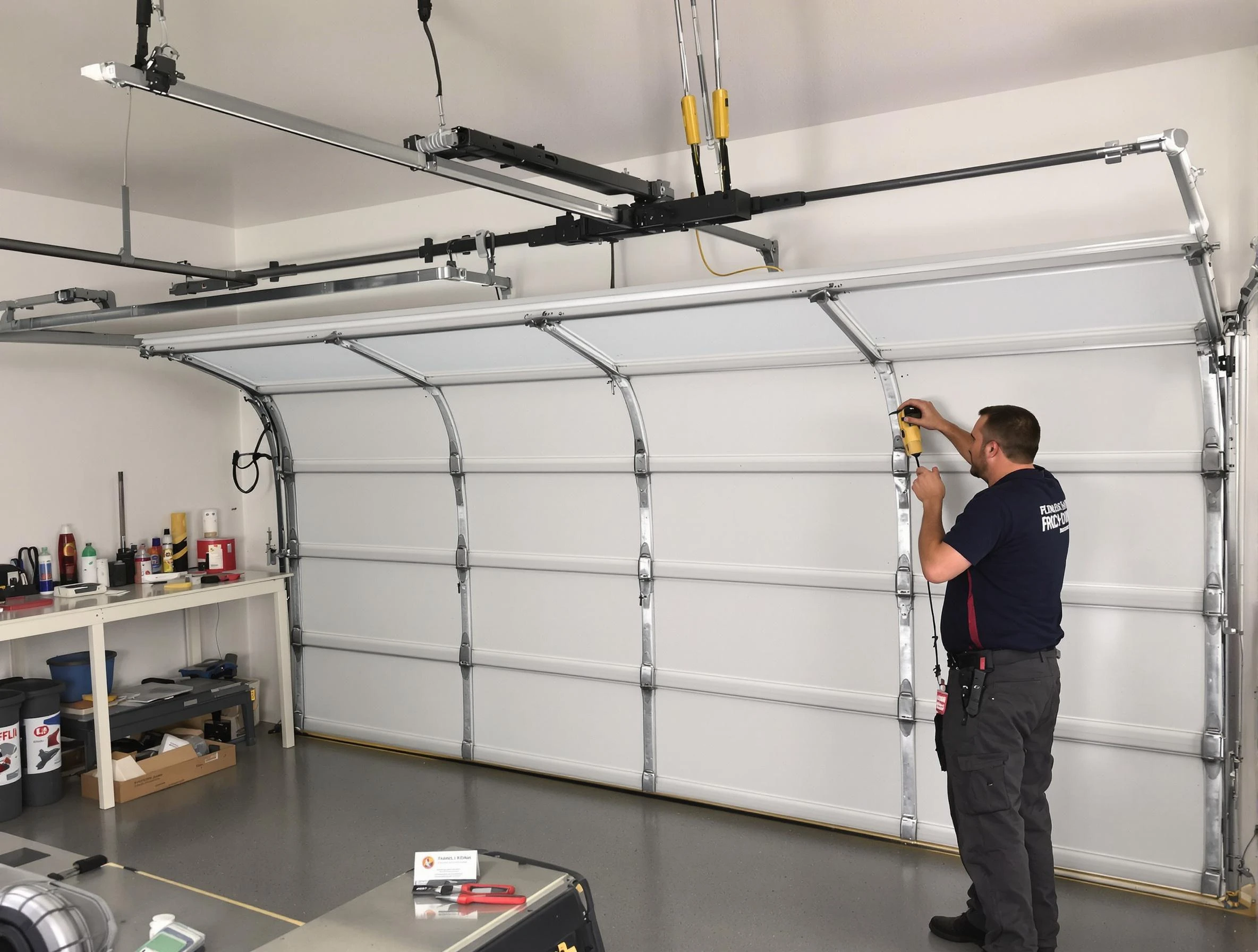 Nutley Garage Door Repair certified technician performing overhead door system repair in Nutley